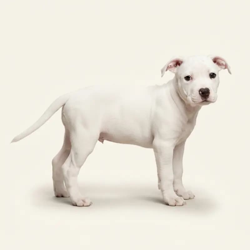 Amerikaanse Pitbullterriër Welpe in Wit
