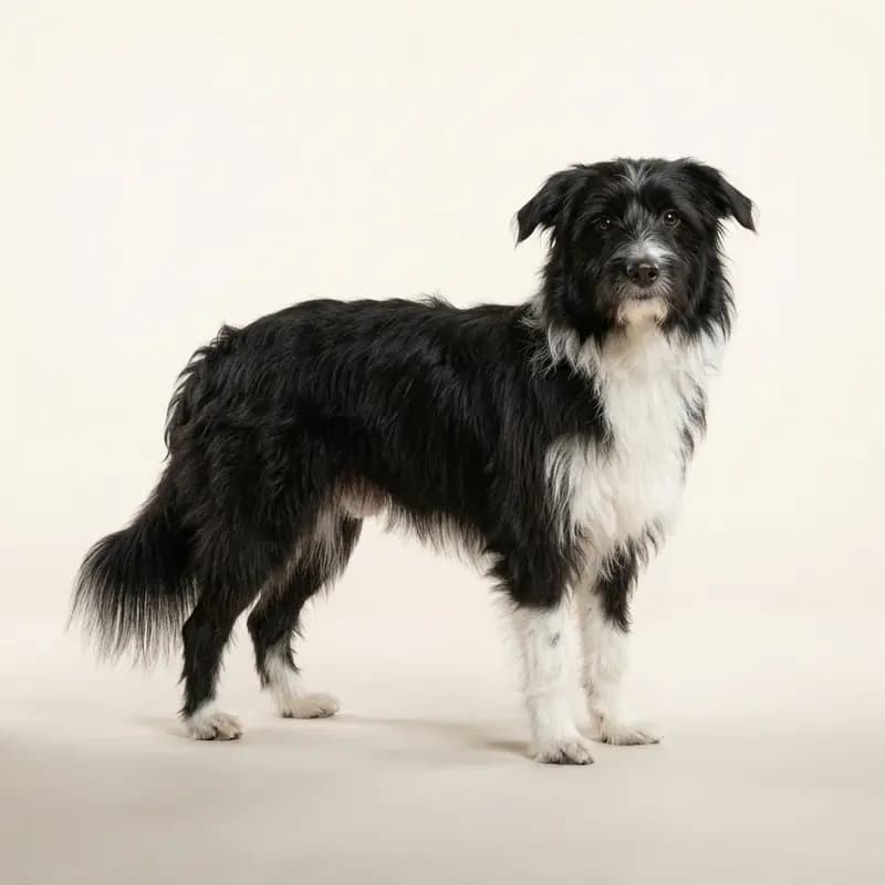 Volwassen Pyreneese herder in Zwart-wit