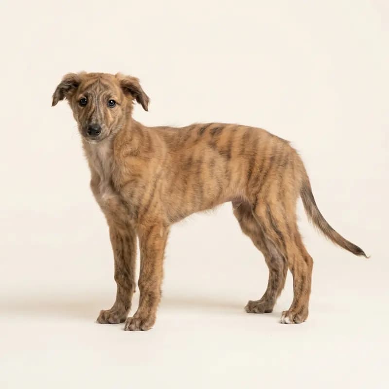 Silken Windhound Welpe in Gestroomd
