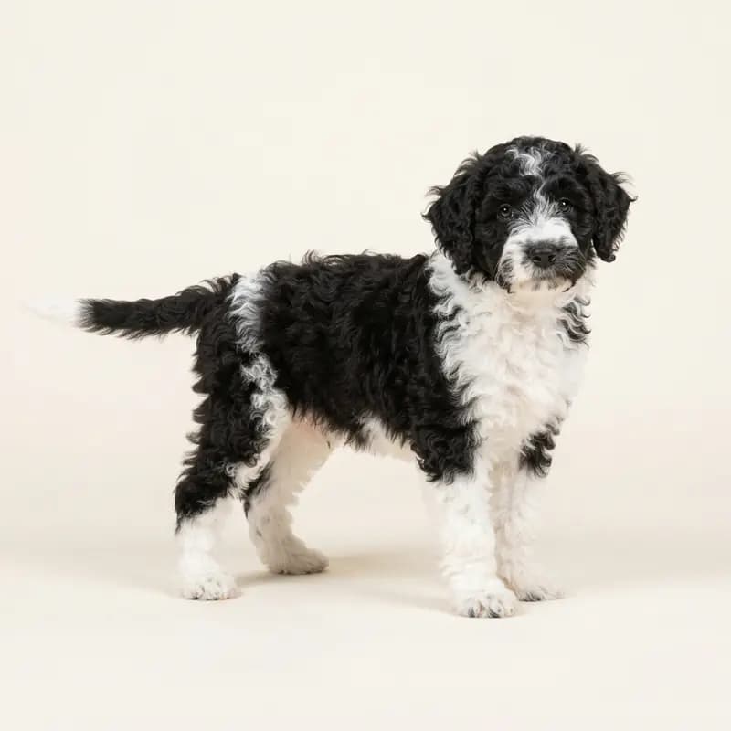 Spansk vandhund Welpe in Sort-hvid
