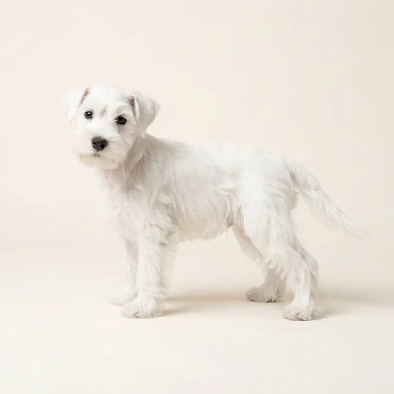 Dværgschnauzer Welpe in Hvid