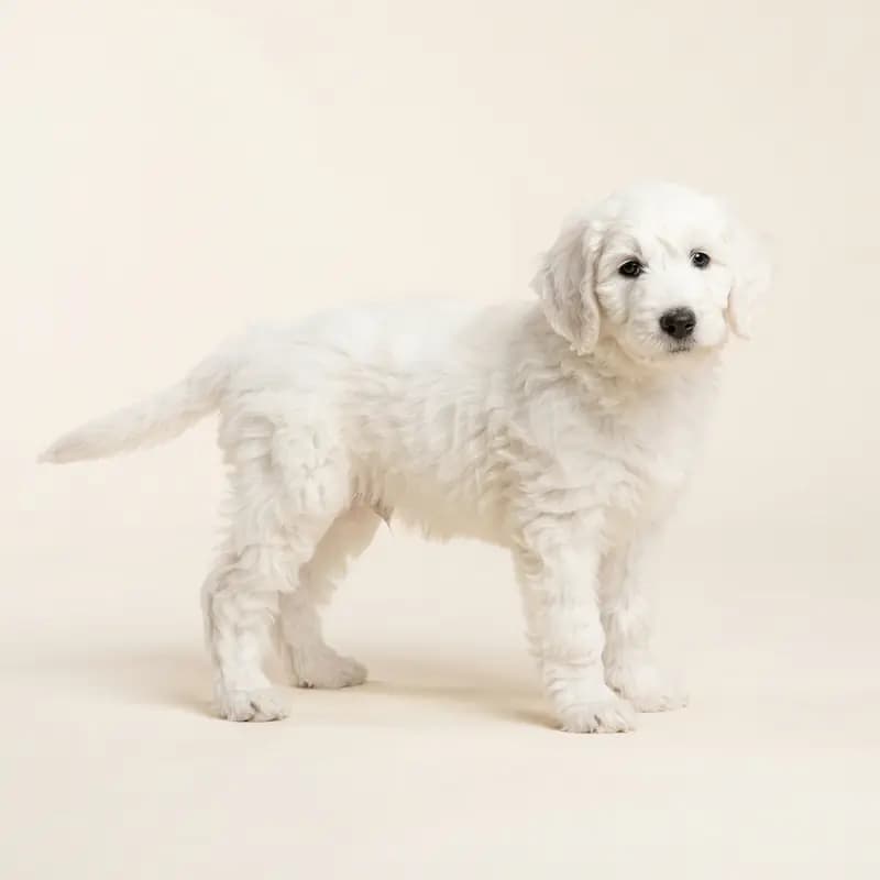 Labradoodle Welpe in Beyaz