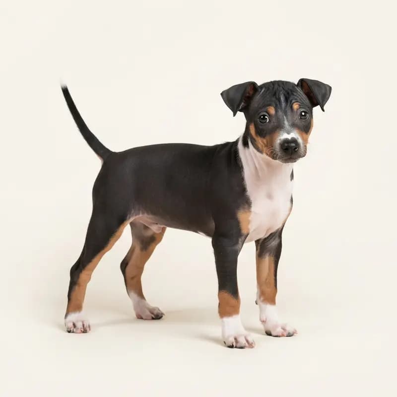 Amerikansk hårløs terrier Welpe in Trefarvet