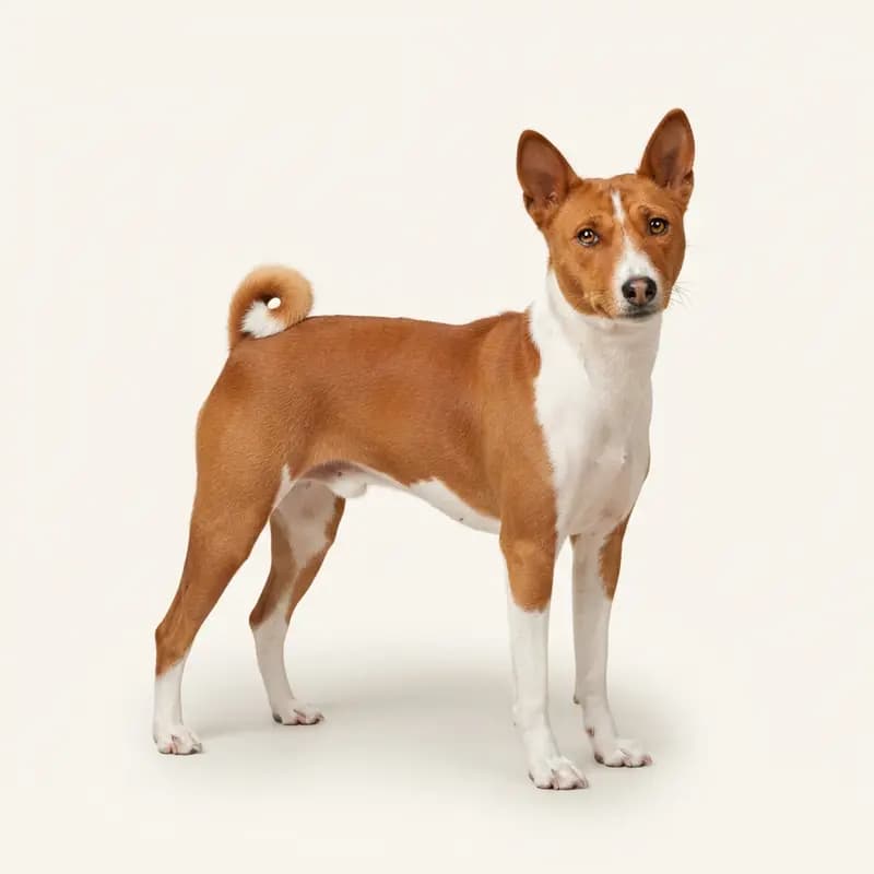 Volwassen Basenji in Rood-wit