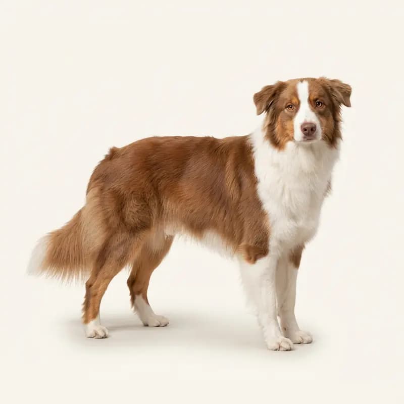 Voksen Australian Shepherd i Rød-hvid