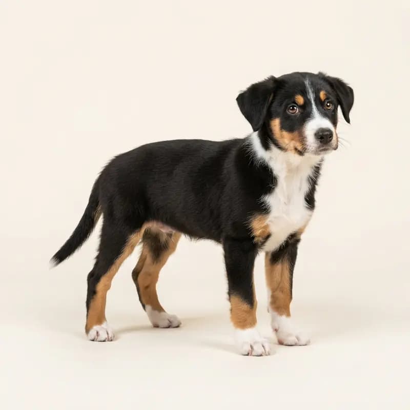 Blandingshund Welpe in Trefarvet