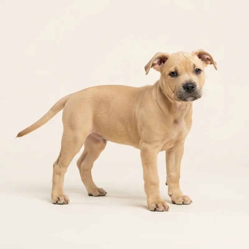 Amerikansk Staffordshire Terrier Welpe in Fawn