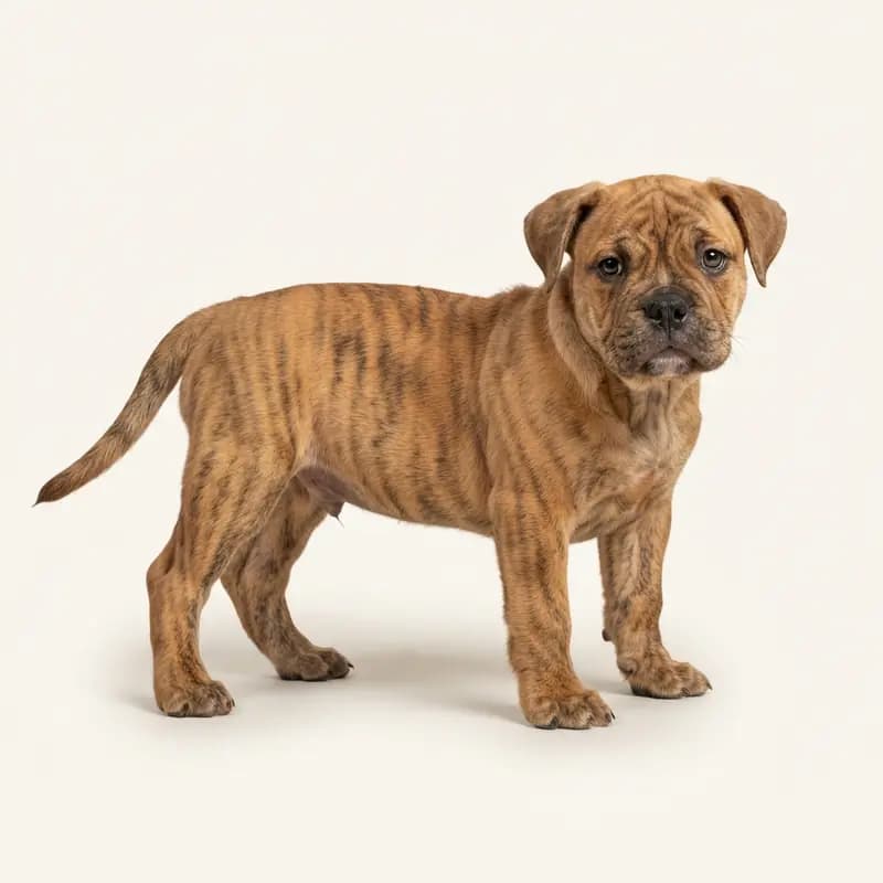 Eski İngiliz Bulldog Welpe in Çizgili (brindle)