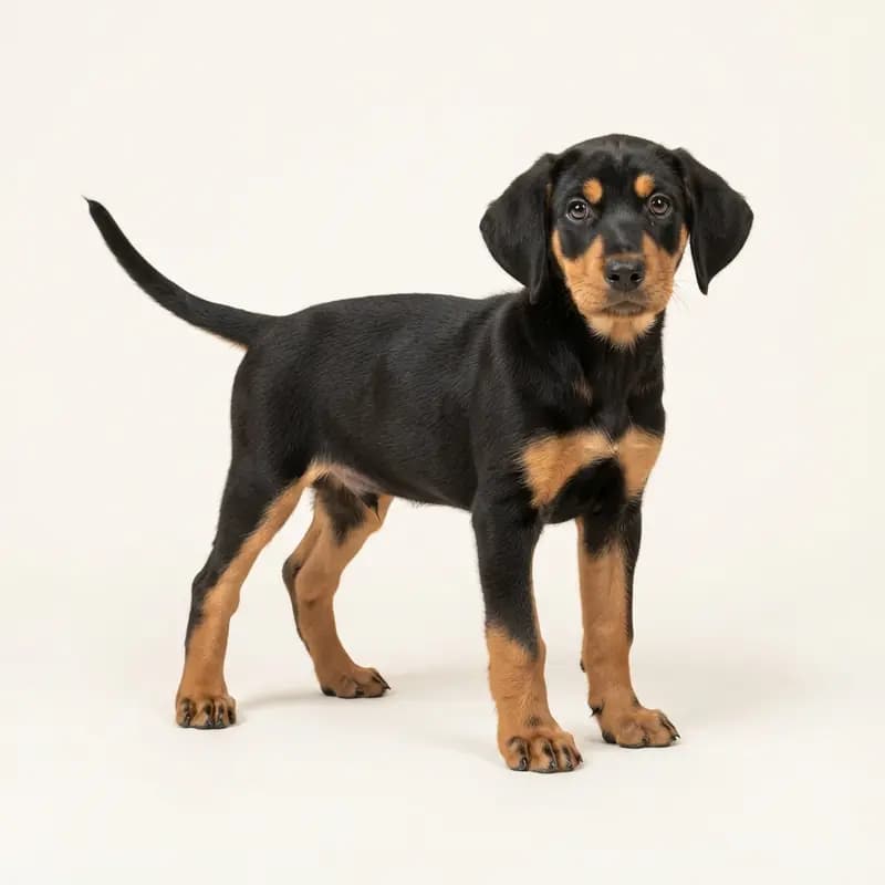 Chien de Hygen Welpe in Noir et feu