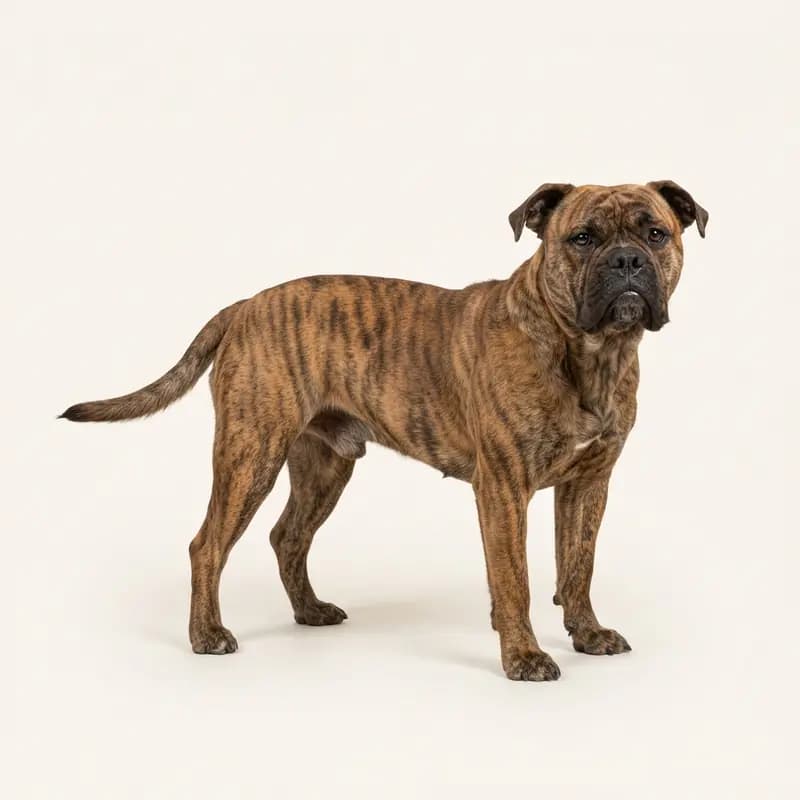 Çizgili (brindle) renginde yetişkin Eski İngiliz Bulldog