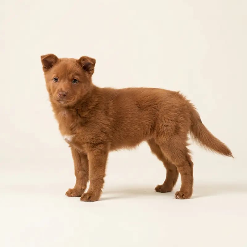 Norveç Lundehund Welpe in Kırmızı
