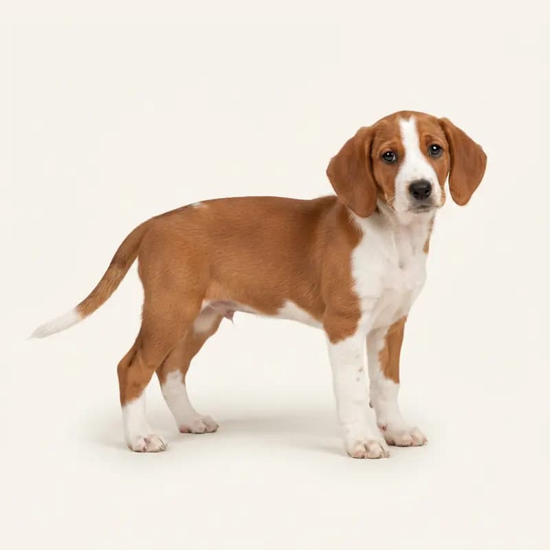Kleine Zwitserse Lopende Hond (Schwyzer) Welpe in Rood-wit