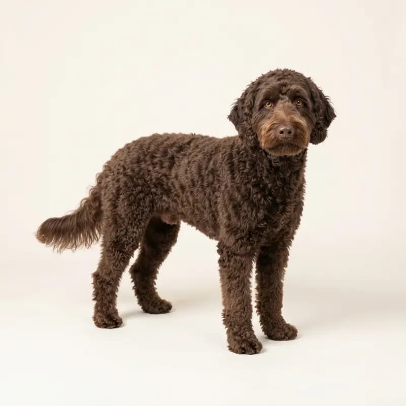 Çikolata kahvesi renginde yetişkin Labradoodle