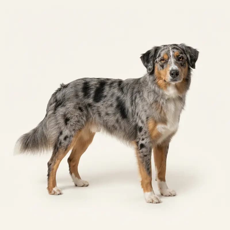 Volwassen Aussiedor (Australische herder x labrador) in Blue merle