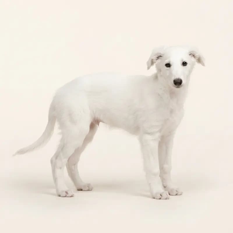 Silken Windhound Welpe in Wit