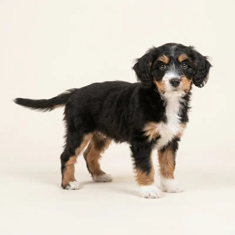 Jackapoo Welpe in Trefarvet