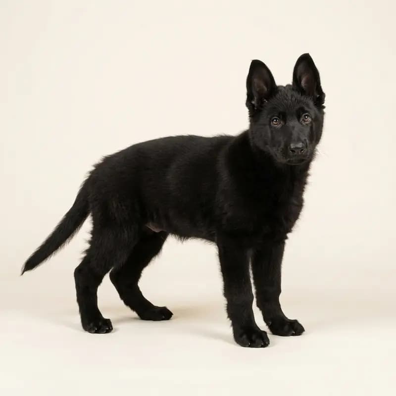 Gammel tysk schæferhund Welpe in Sort