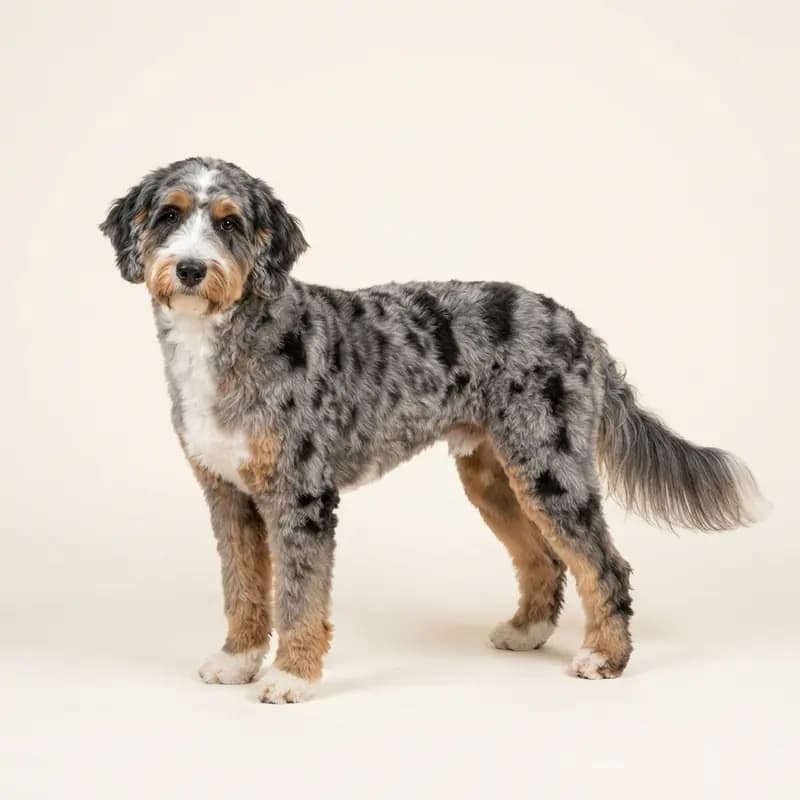 Voksen Bernedoodle i Blue merle