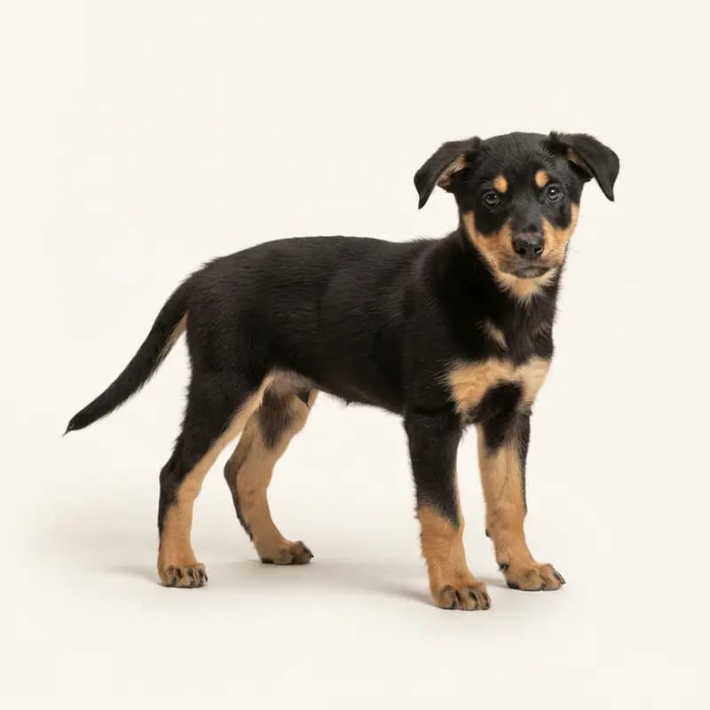 Koolie (australsk Koolie) Welpe in Sort med tan