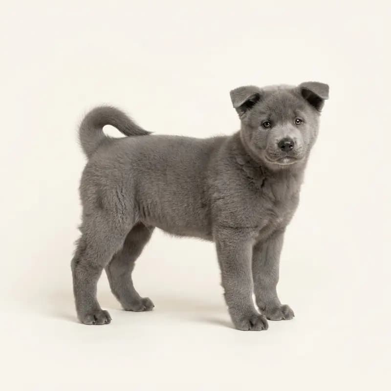 Amerikan Akita Welpe in Gri