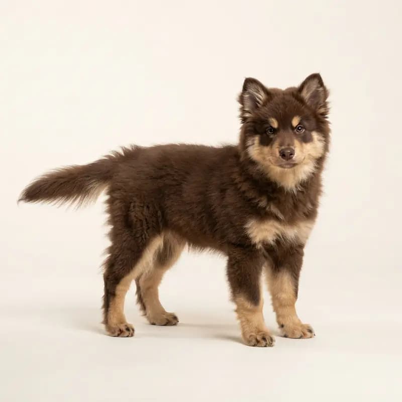 Fin Lapphund (Suomenlapinkoira) Welpe in Kahverengi-tan