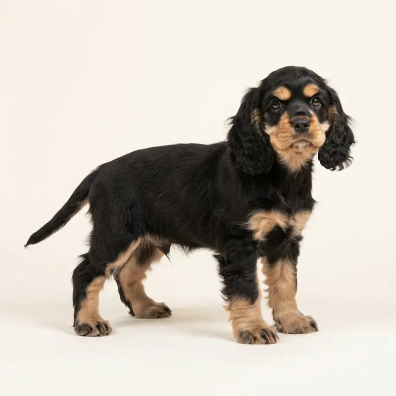 Amerikansk Cocker Spaniel Welpe in Sort med tan