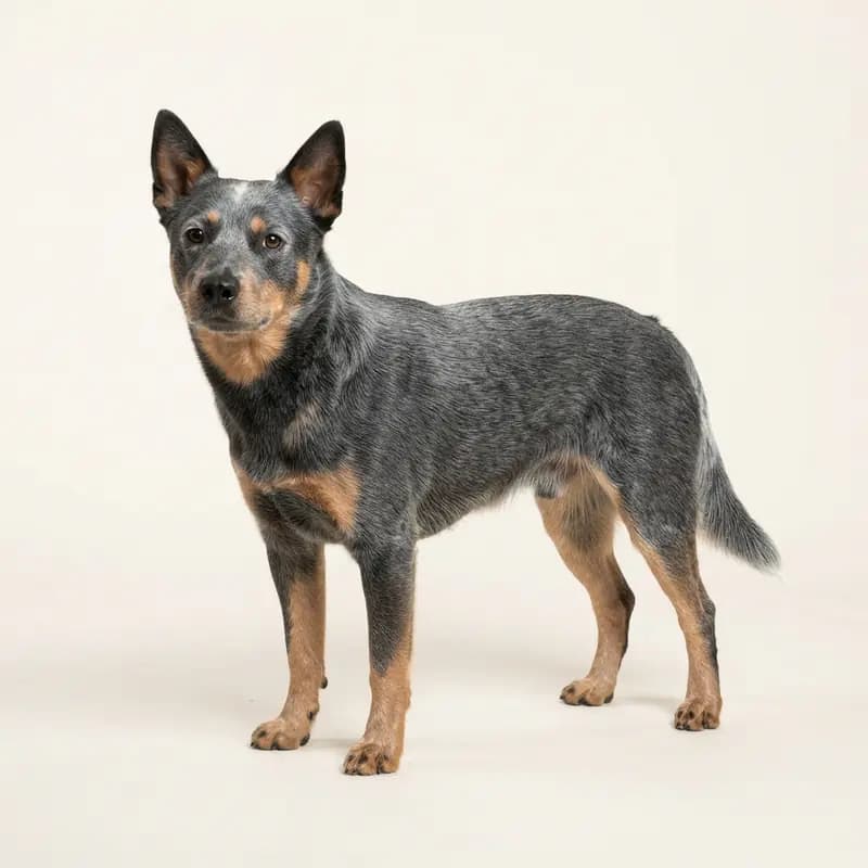 Voksen Australsk Stumpy Tail Cattle Dog i Blå med tan