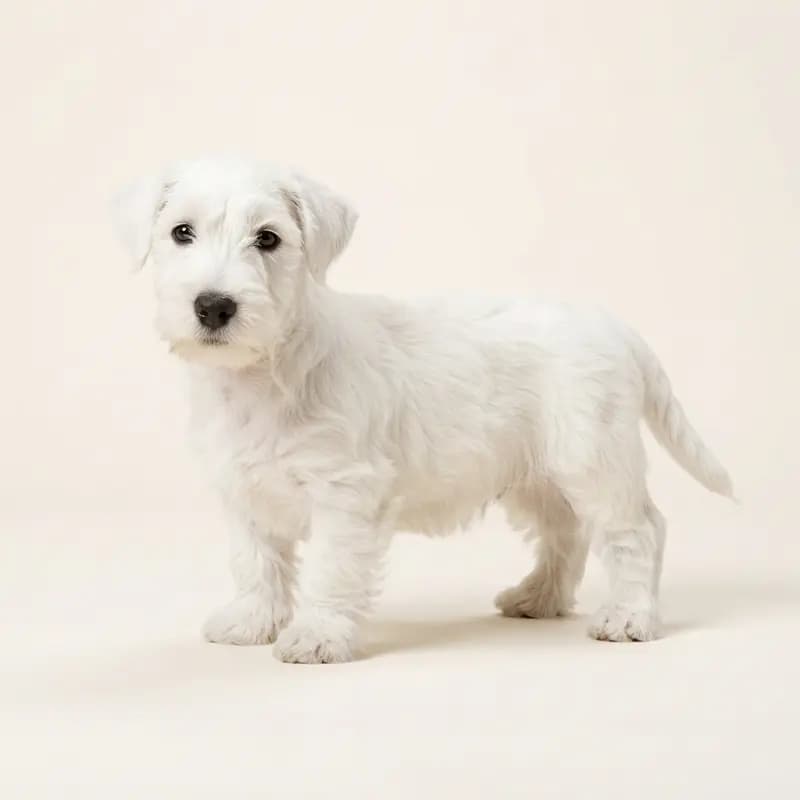 Sealyham Terrier Welpe in Hvid