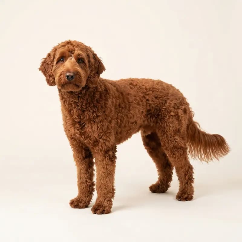 Kırmızı renginde yetişkin Labradoodle