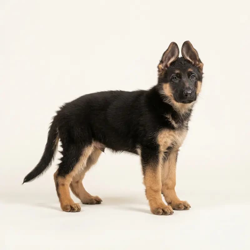 Gammel tysk schæferhund Welpe in Tofarvet