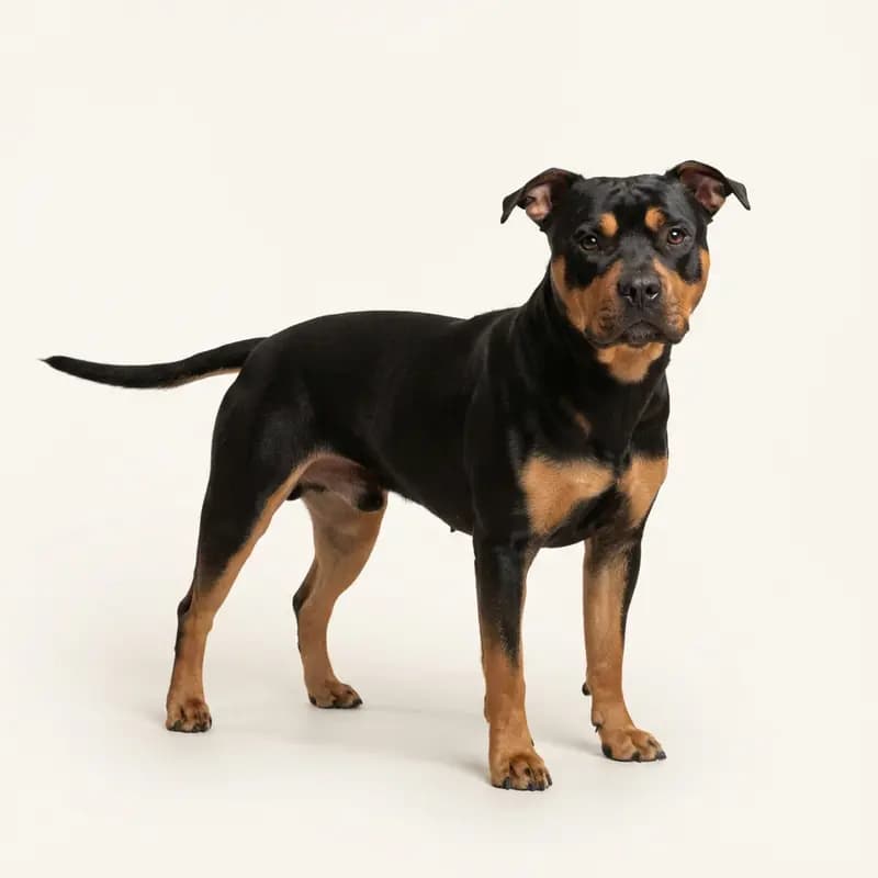 Voksen Amerikansk Staffordshire Terrier i Sort med tan