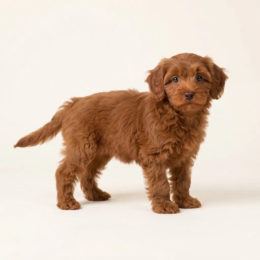 Yorkiepoo (Yorkshire Terrier x Pudel) in Rot — Fellfarbe und Aussehen