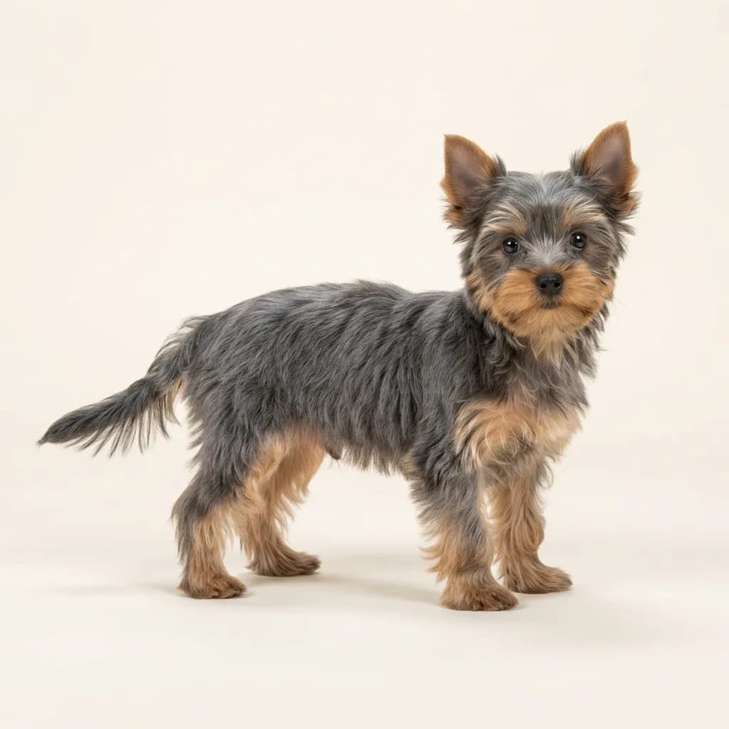 Yorkshire Terrier in Blau mit Loh — Fellfarbe und Aussehen