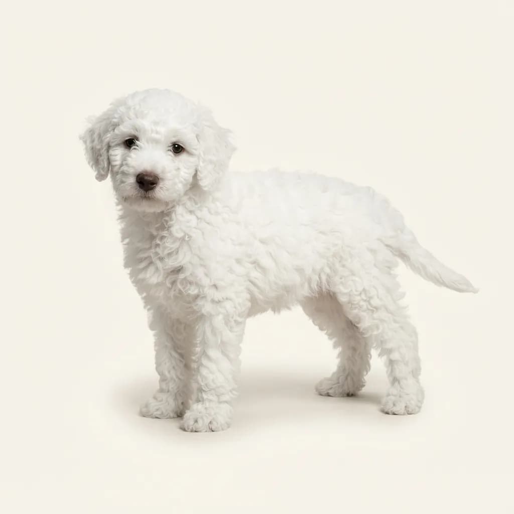 Lagotto Romagnolo in Weiß — Fellfarbe und Aussehen