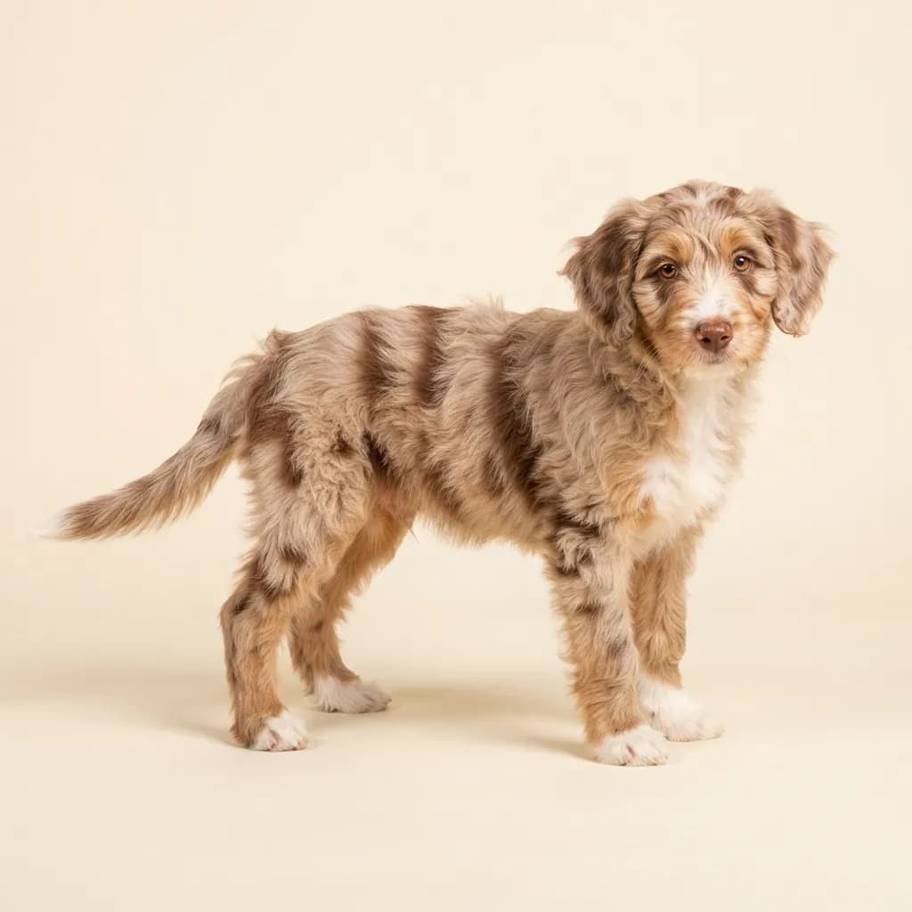 Bordoodle in Red Merle — Fellfarbe und Aussehen