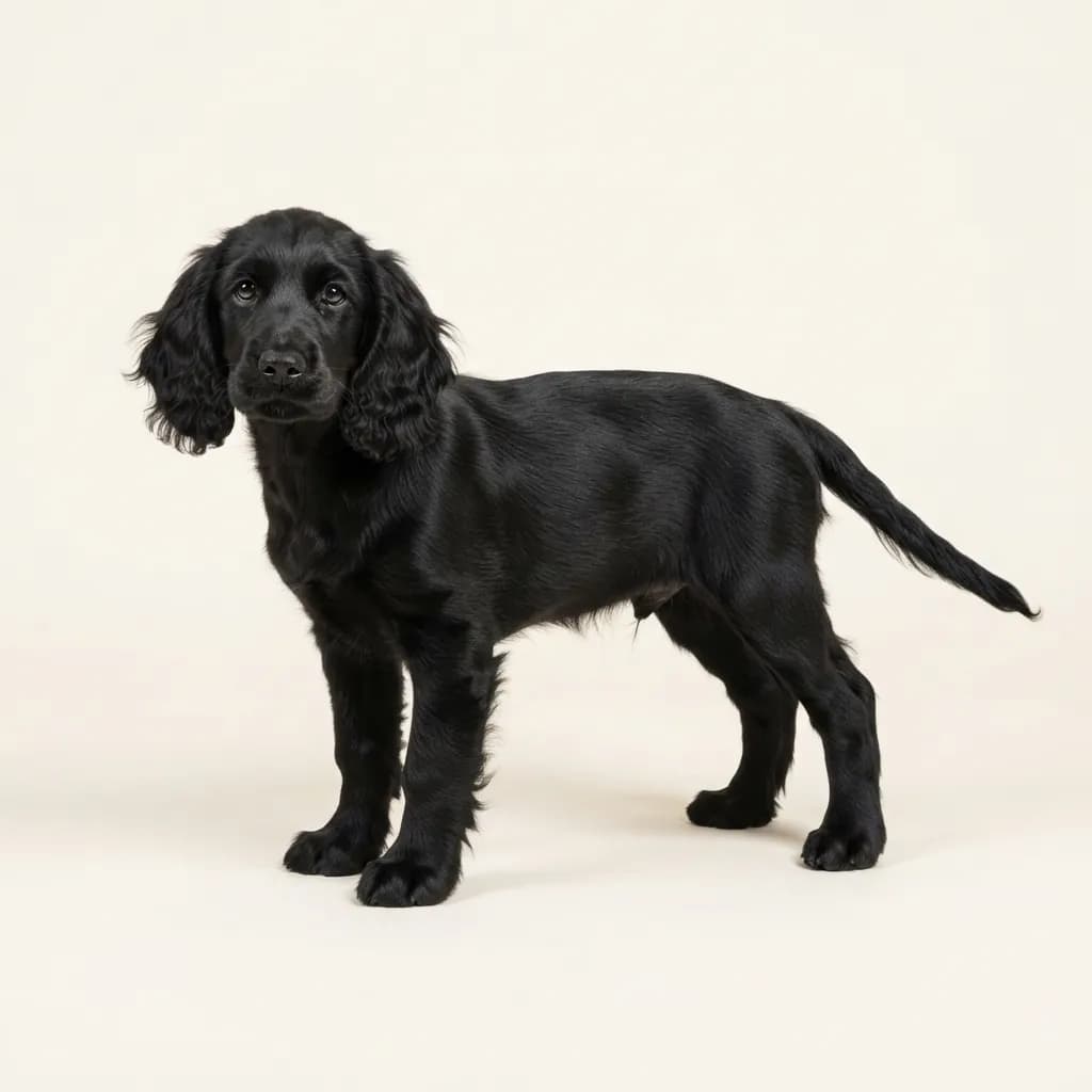 Field Spaniel in Schwarz — Fellfarbe und Aussehen