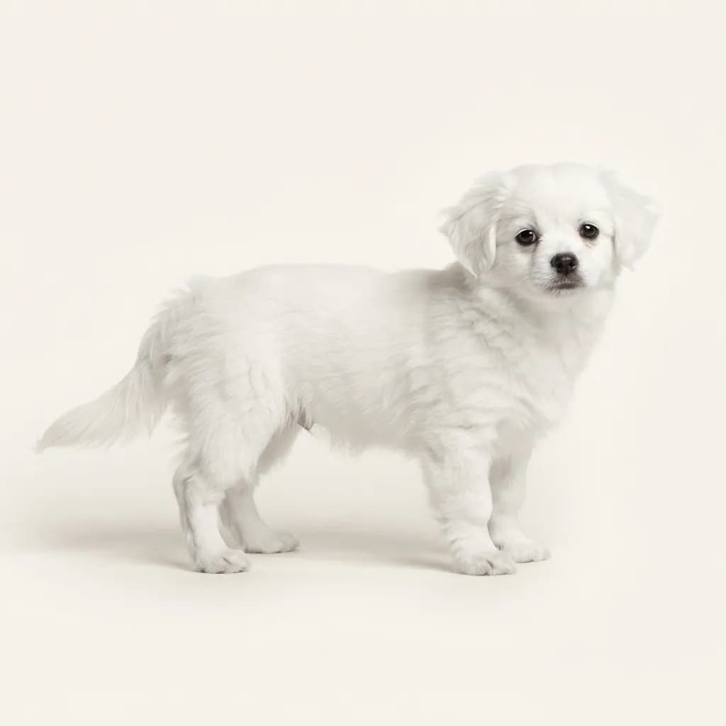 Tibet Spaniel in Weiß — Fellfarbe und Aussehen