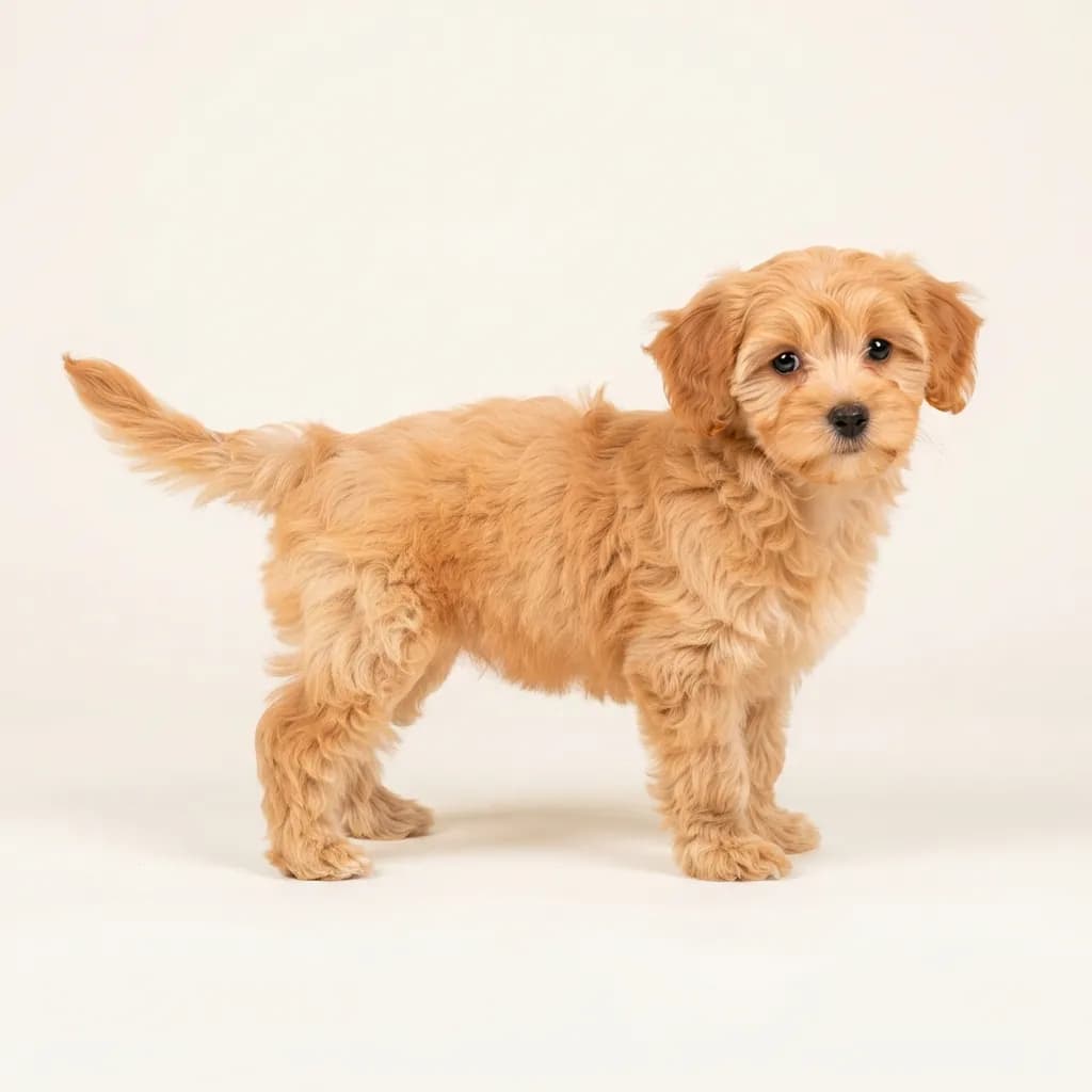 Yorkiepoo (Yorkshire Terrier x Pudel) in Apricot — Fellfarbe und Aussehen
