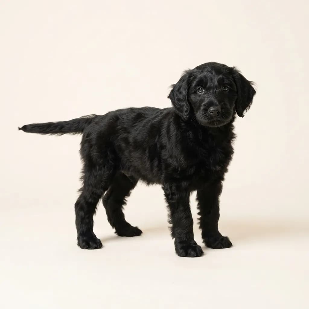 Labradoodle (Labrador x Pudel) in Schwarz — Fellfarbe und Aussehen