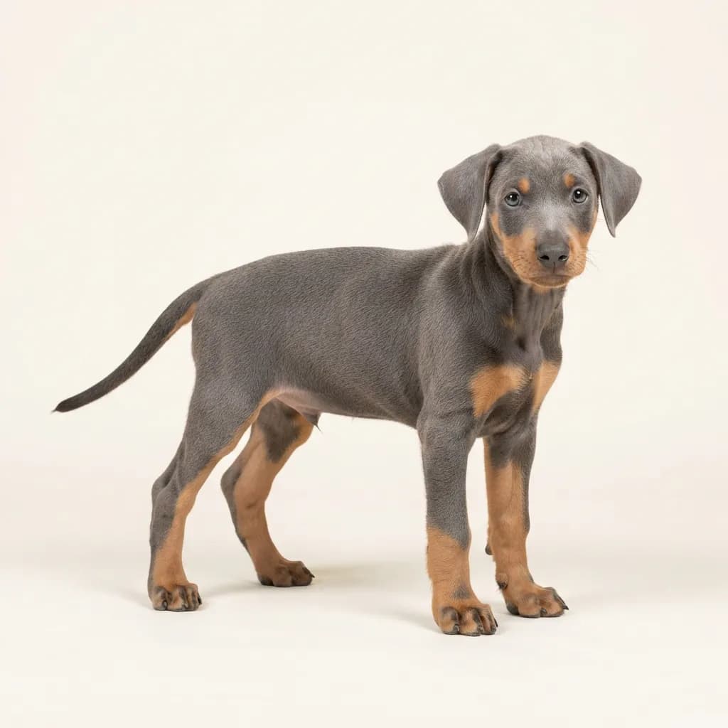 Deutscher Pinscher in Blau mit Loh — Fellfarbe und Aussehen