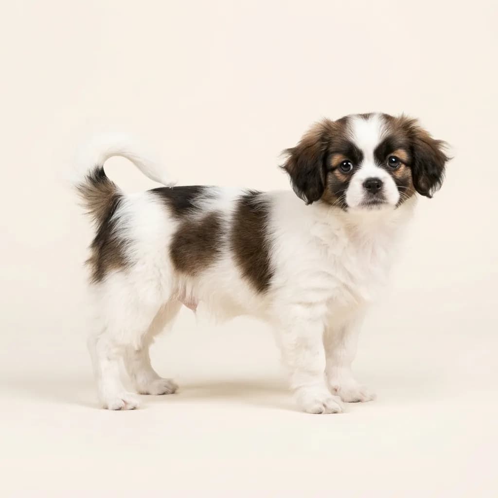Tibet Spaniel in Gescheckt — Fellfarbe und Aussehen