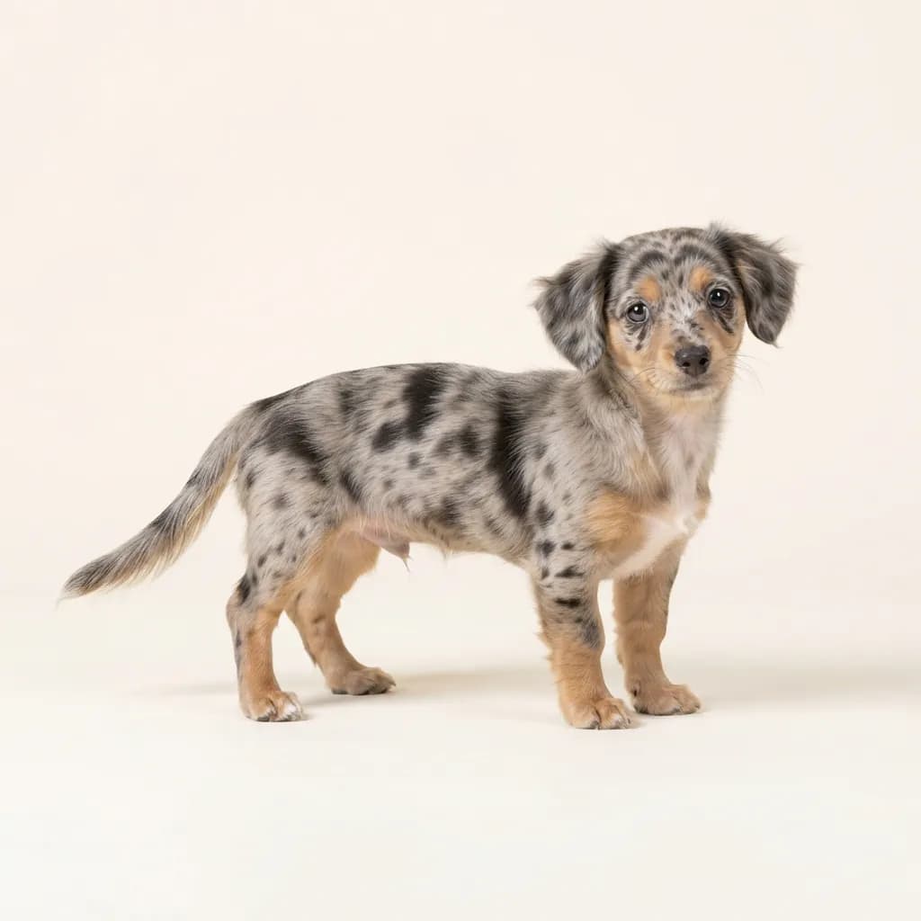 Chiweenie in Merle (Tiger) — Fellfarbe und Aussehen