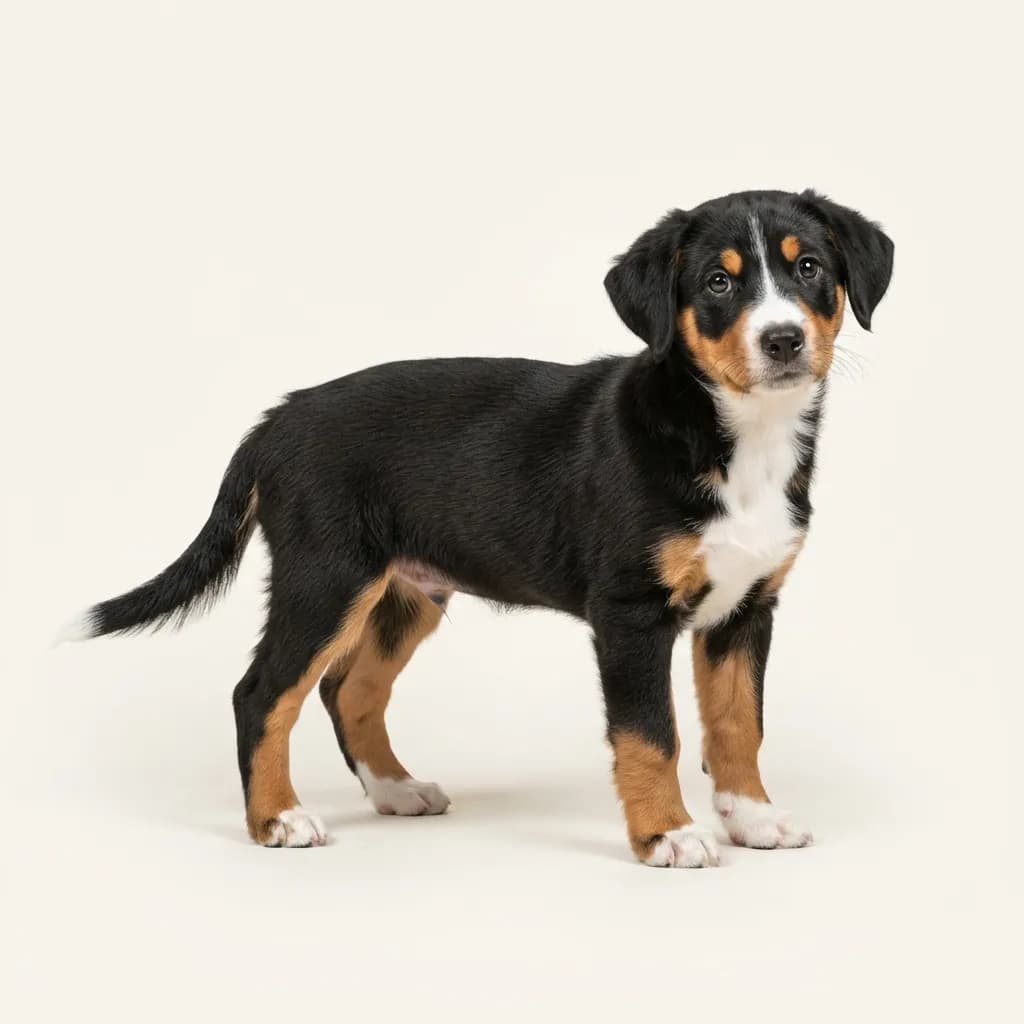 Entlebucher Sennenhund in Dreifarbig (Tricolor) — Fellfarbe und Aussehen