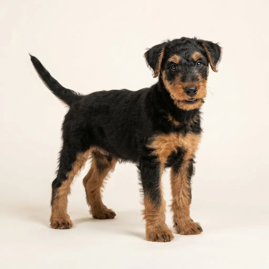 Airedale Terrier in Schwarz mit Loh — Fellfarbe und Aussehen