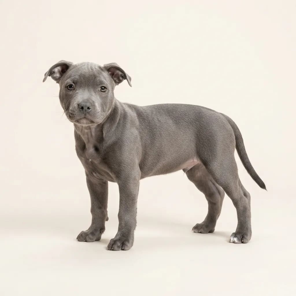 Staffordshire Bull Terrier in Blau — Fellfarbe und Aussehen