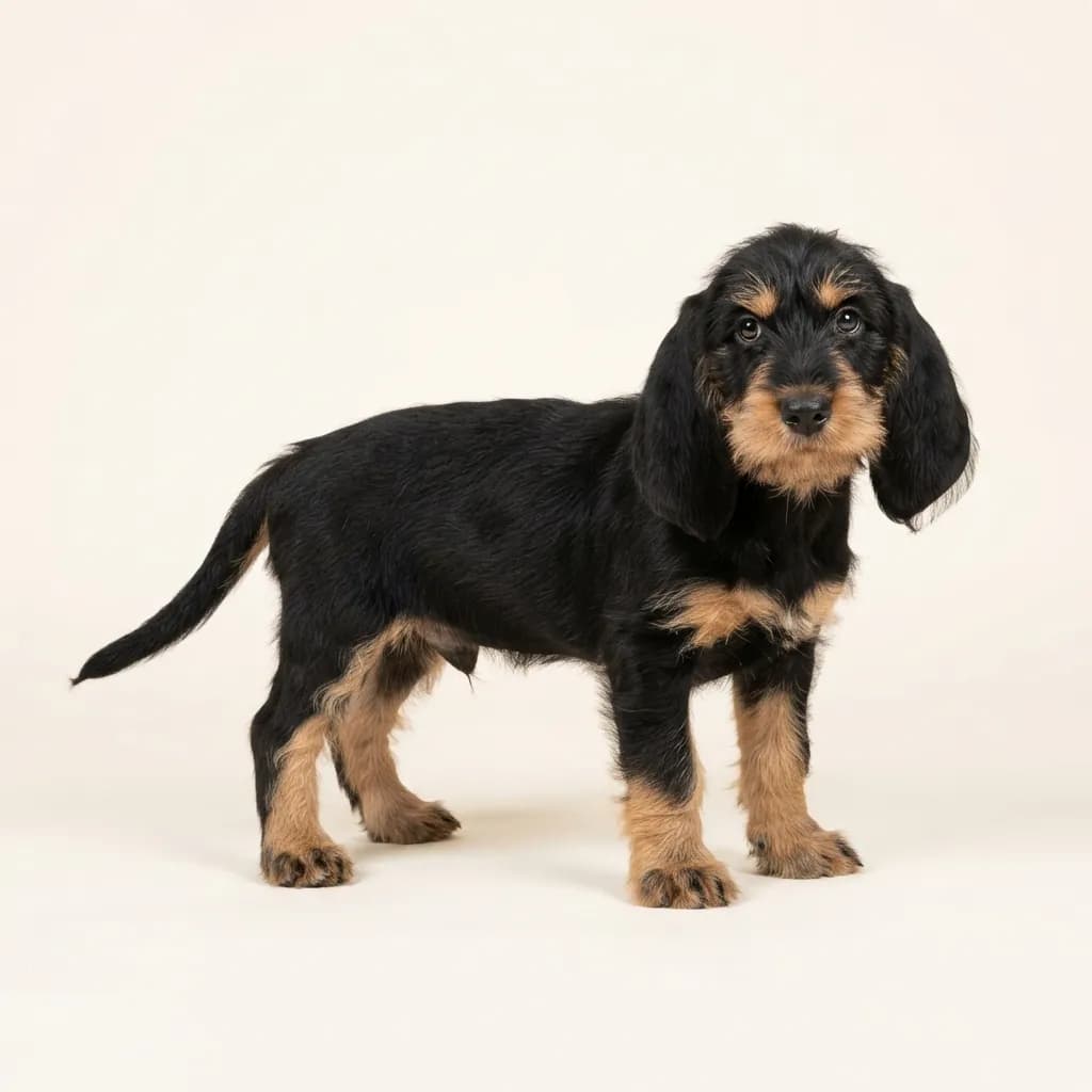 Grand Basset Griffon Vendeen in Schwarz mit Loh — Fellfarbe und Aussehen