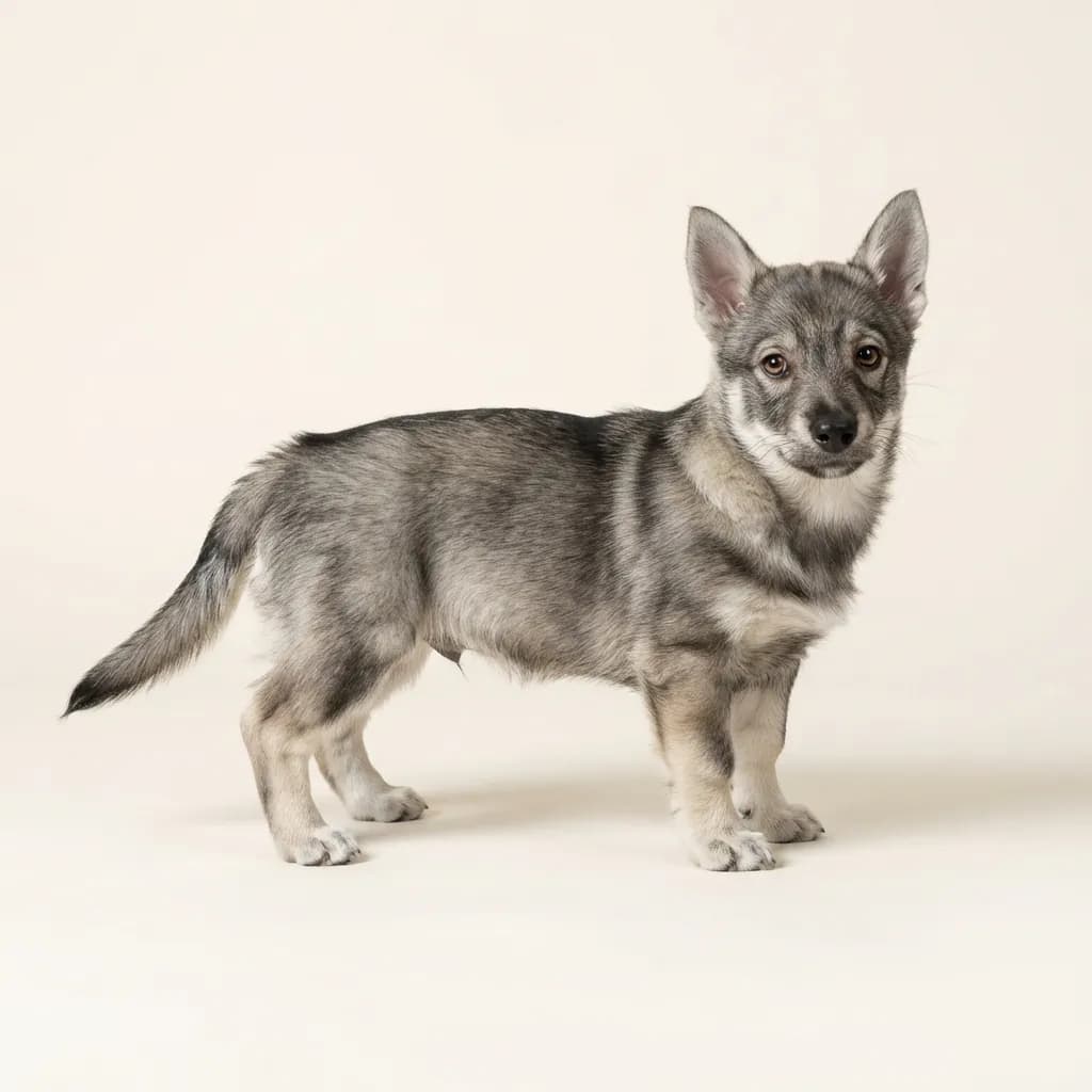 Västgötaspets in Wolfsgrau — Fellfarbe und Aussehen