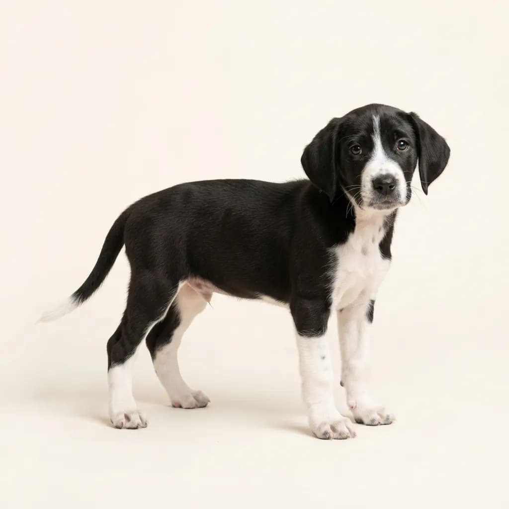 American Foxhound in Schwarz-Weiß — Fellfarbe und Aussehen
