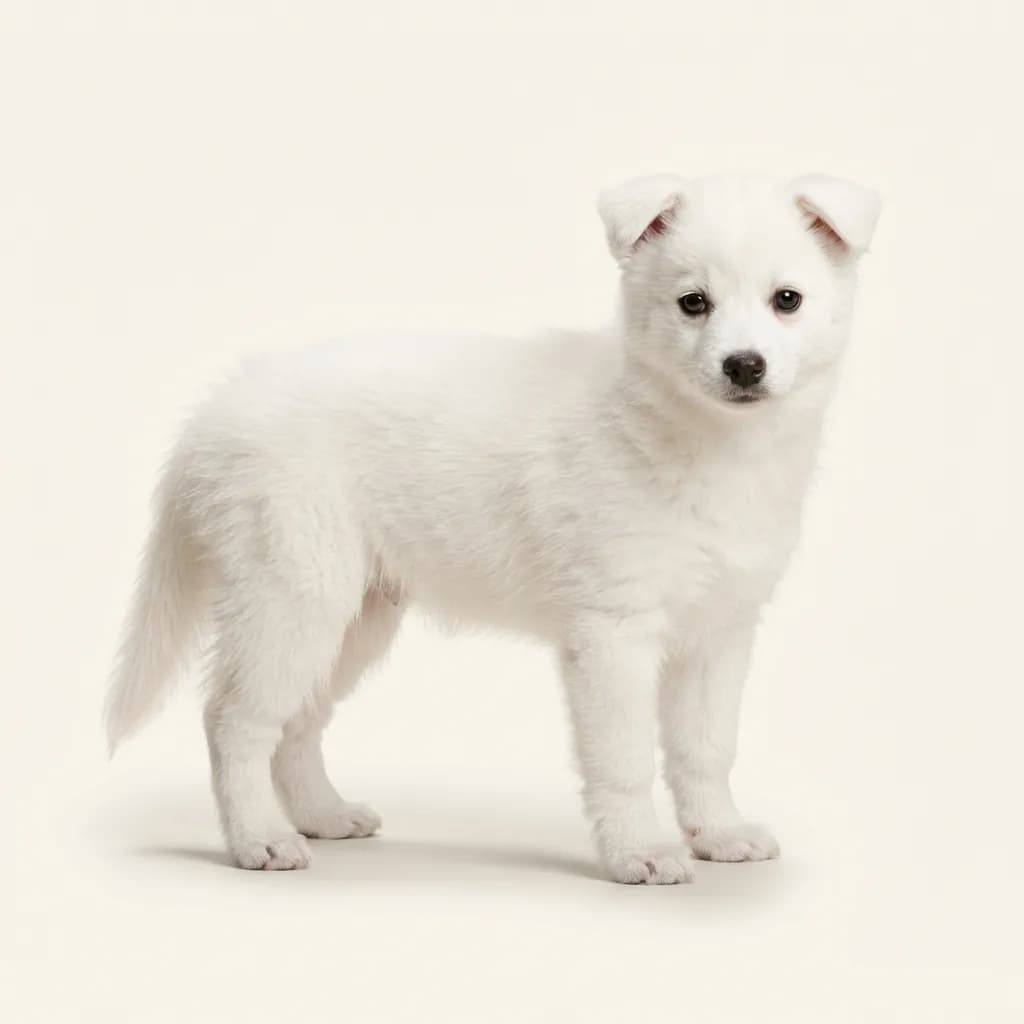 Pomsky in Weiß — Fellfarbe und Aussehen
