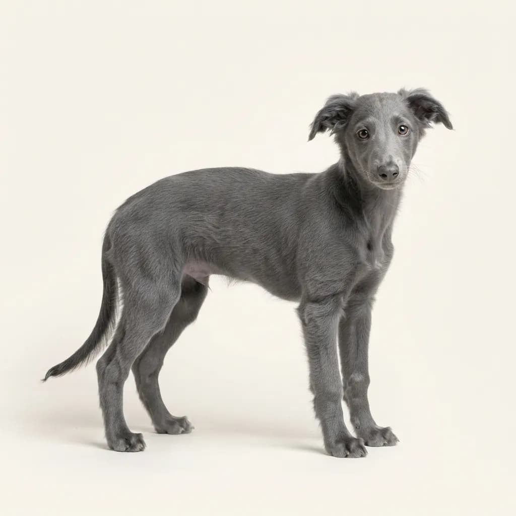 Silken Windhound in Blau — Fellfarbe und Aussehen